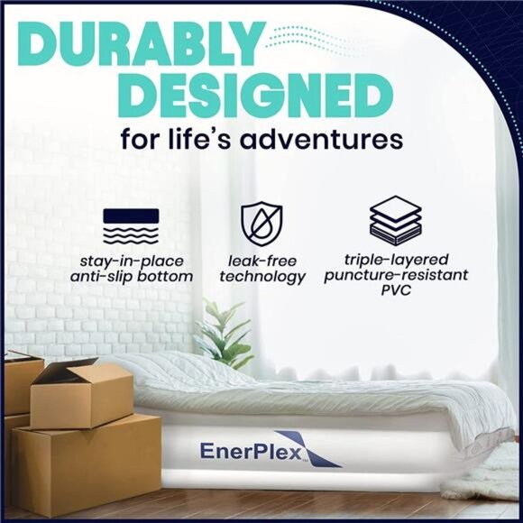 Queen Air Mattress for Camping, Home & Travel - 16 Inch Double Height - Picture 4 of 6